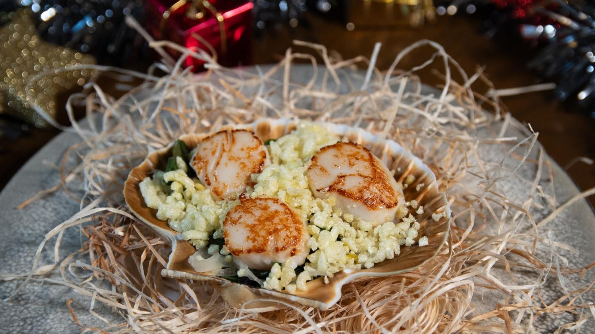 Seared scallops at the restaurant